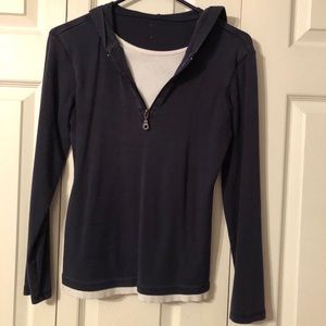 Navy Layered Casual Cotton Shirt